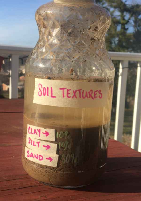 soil texture jar setup with sample